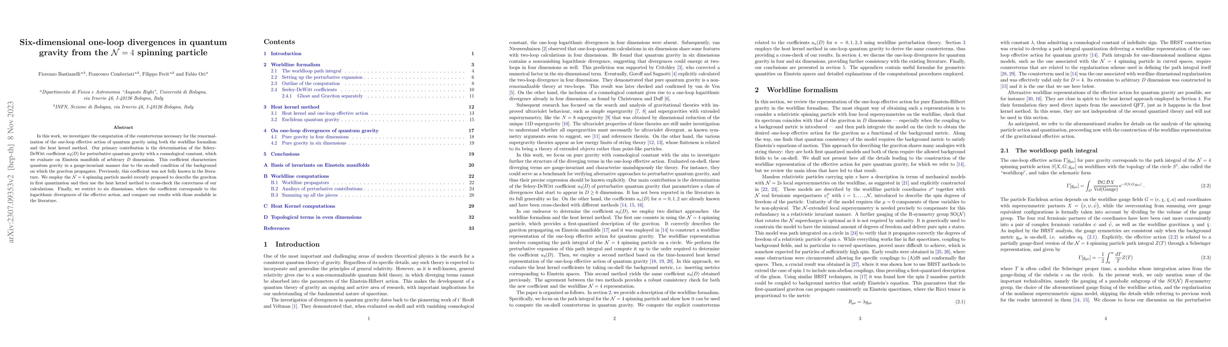 Thumbnail for Six-dimensional one-loop divergences in quantum gravity from the
  $\mathcal{N}=4$ spinning particle