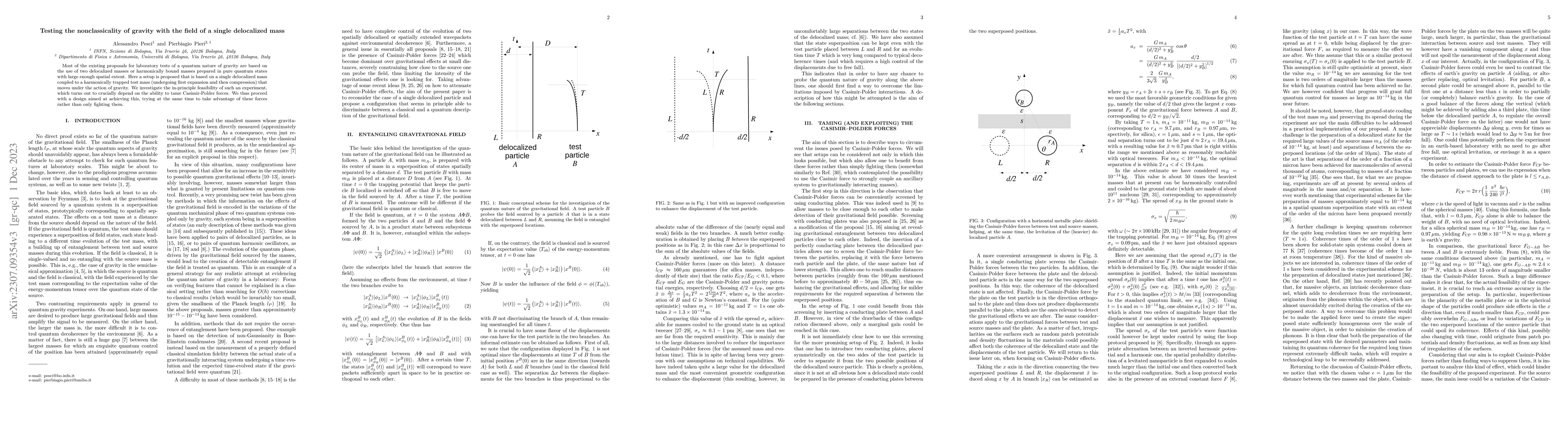 Thumbnail for Testing the nonclassicality of gravity with the field of a single
  delocalized mass