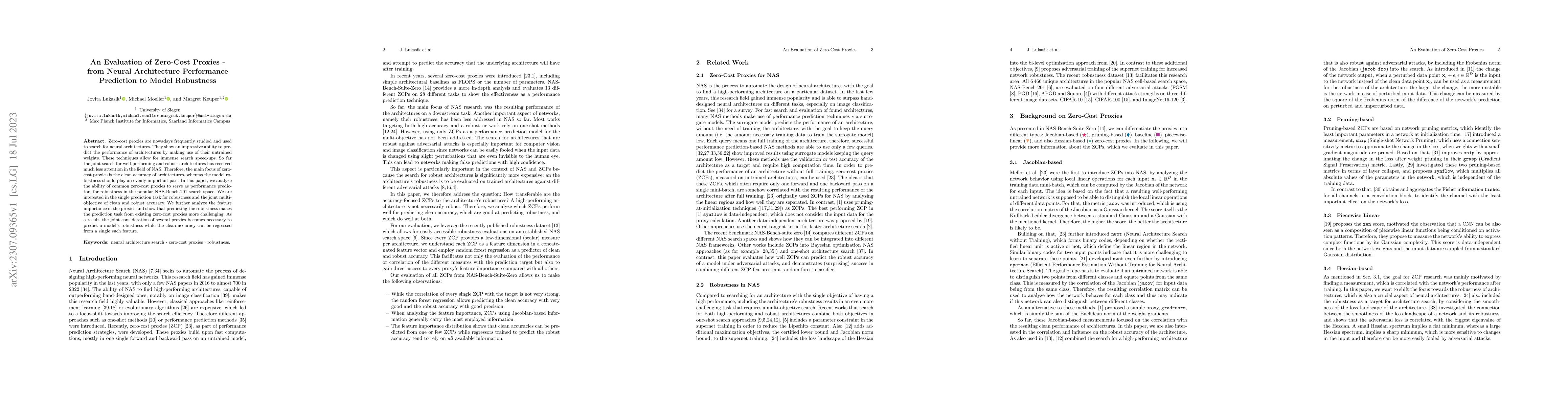Thumbnail for An Evaluation of Zero-Cost Proxies -- from Neural Architecture
  Performance to Model Robustness