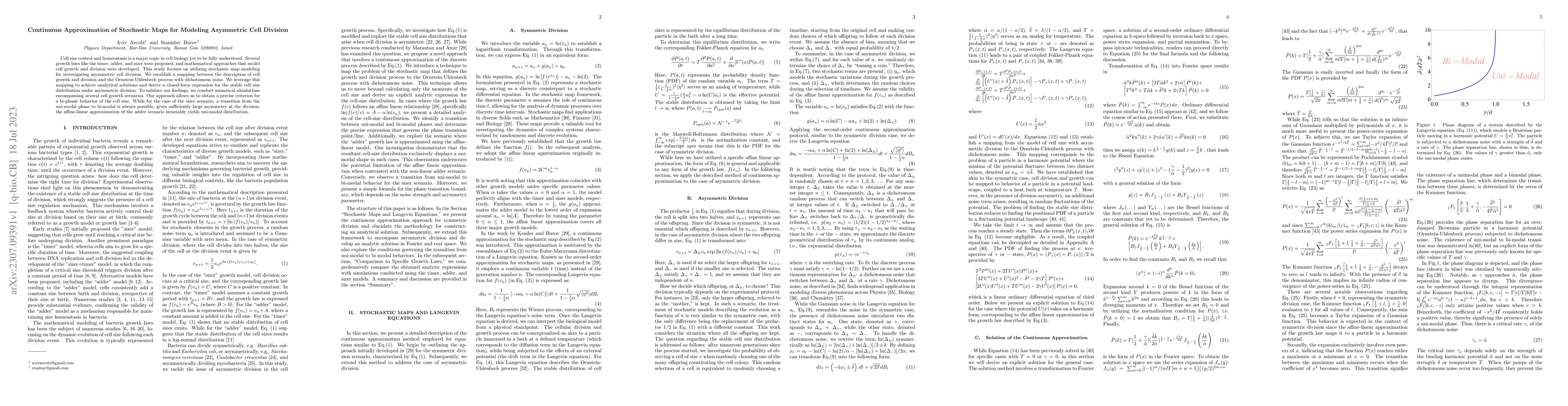 Thumbnail for Continuous Approximation of Stochastic Maps for Modeling Asymmetric Cell
  Division