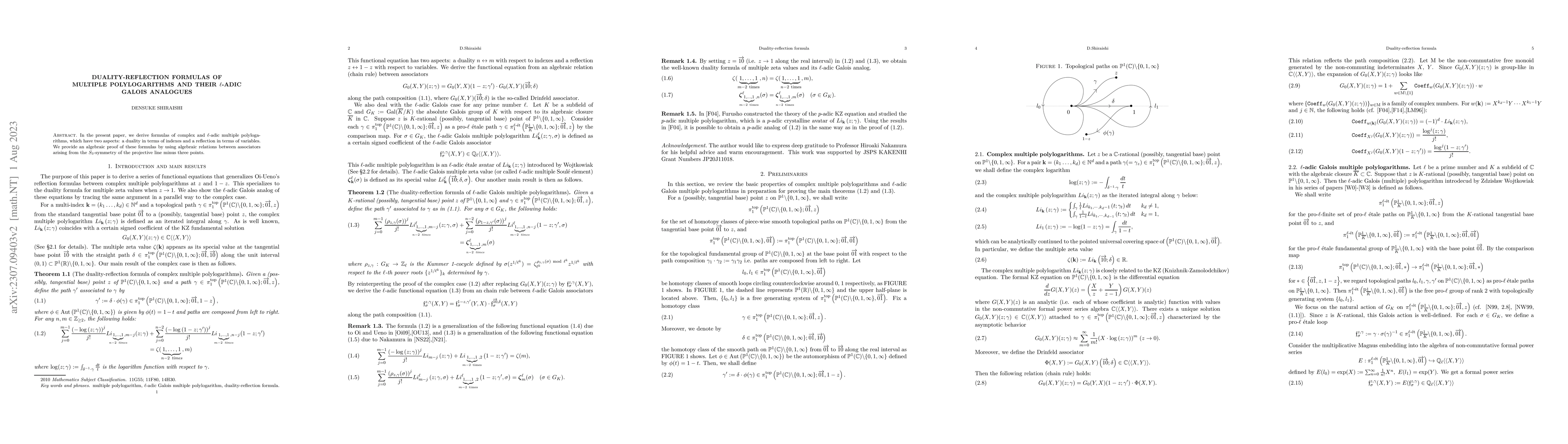 Thumbnail for Duality-reflection formulas of multiple polylogarithms and their
  $\ell$-adic Galois analogues