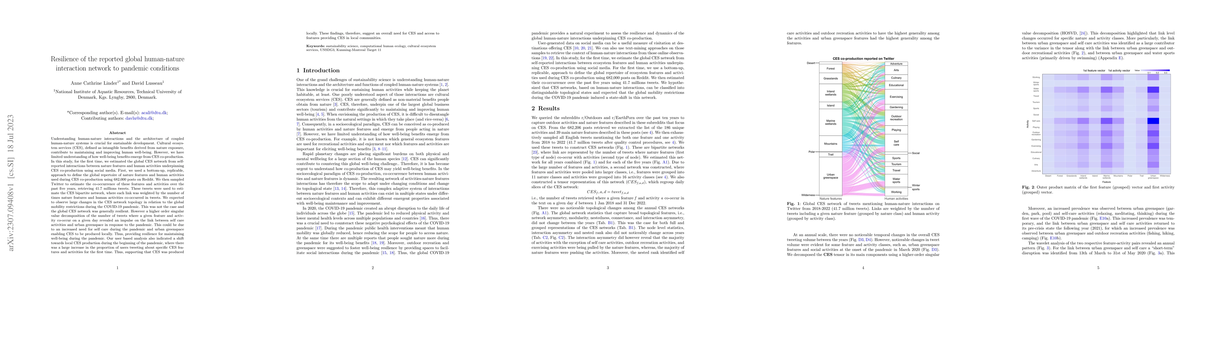 Thumbnail for Resilience of the reported global human-nature interaction network to
  pandemic conditions