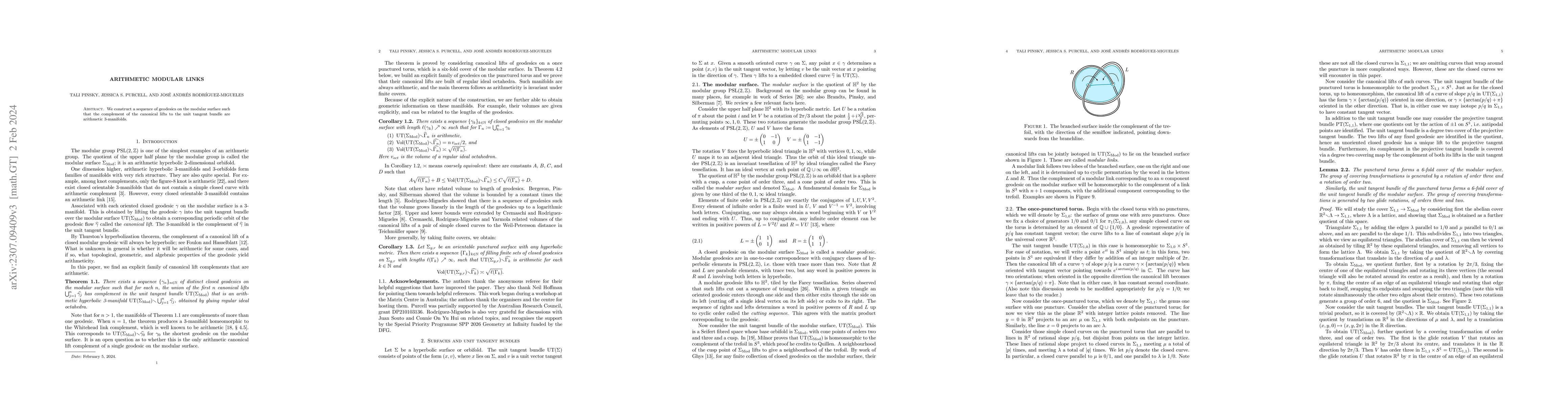 Thumbnail for Arithmetic modular links