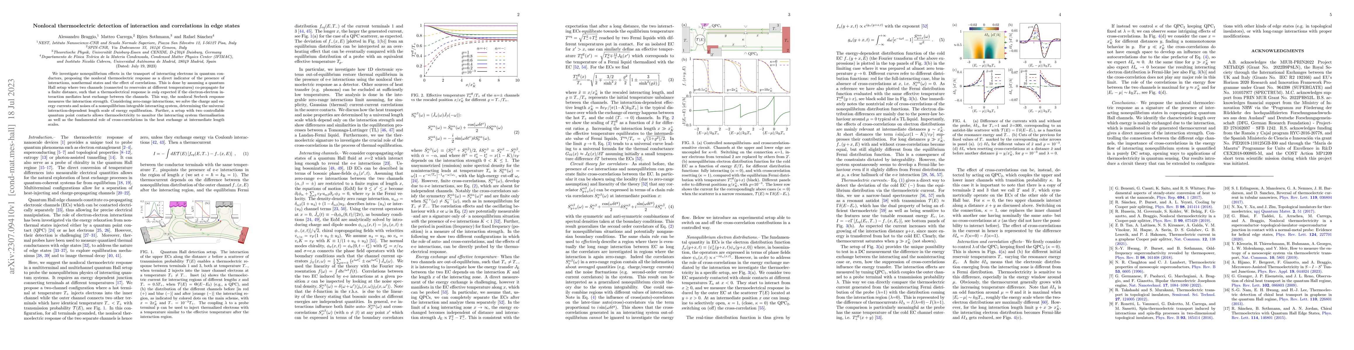 Thumbnail for Nonlocal thermoelectric detection of interaction and correlations in
  edge states