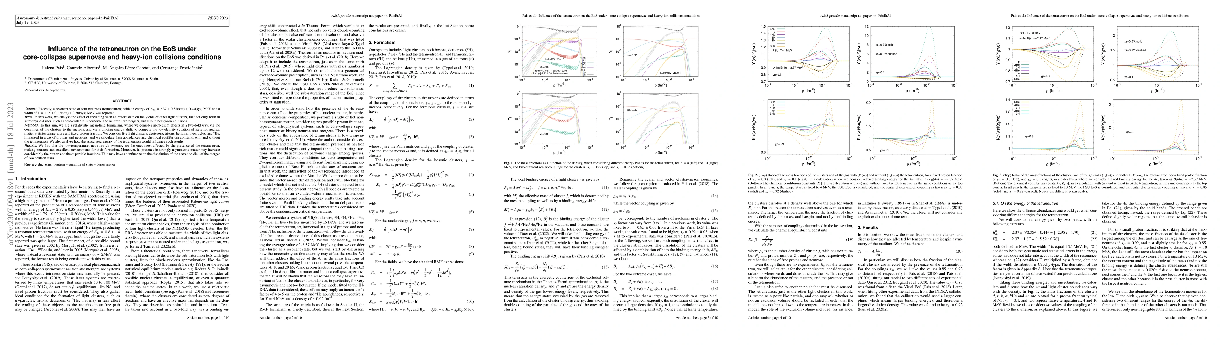 Thumbnail for Influence of the tetraneutron on the EoS under core-collapse supernovae
  and heavy-ion collisions conditions