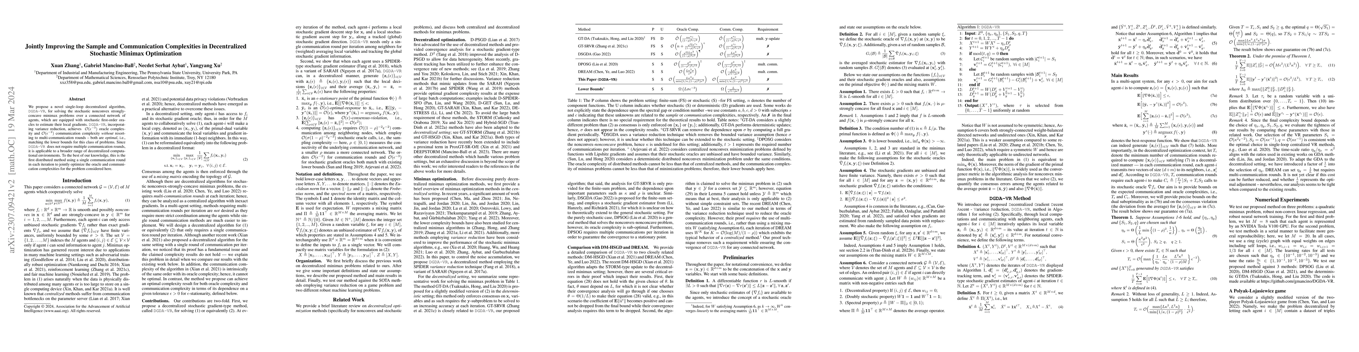 Thumbnail for Jointly Improving the Sample and Communication Complexities in
  Decentralized Stochastic Minimax Optimization