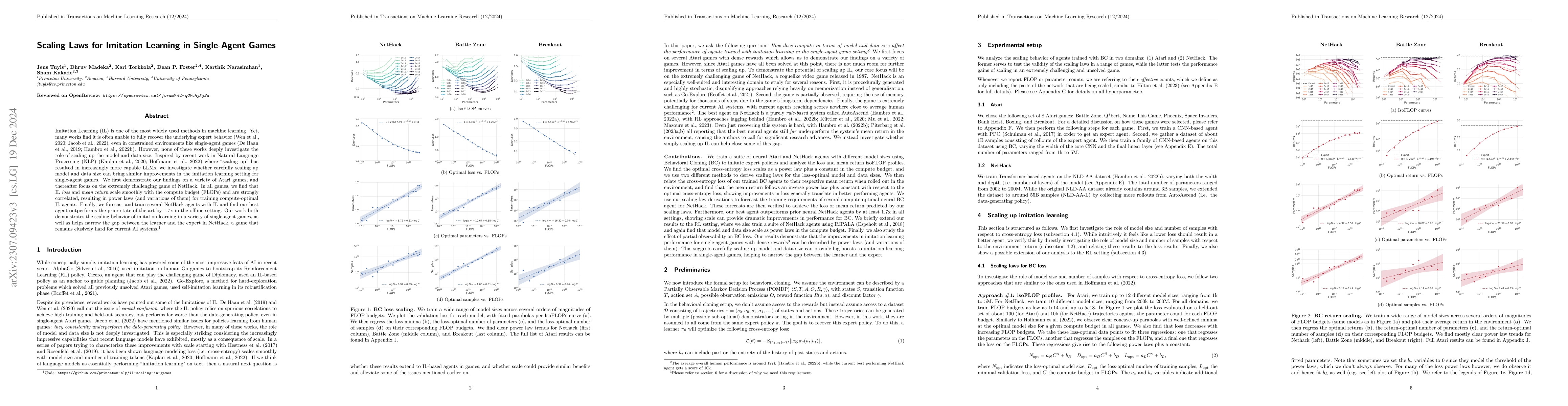Thumbnail for Scaling Laws for Imitation Learning in Single-Agent Games