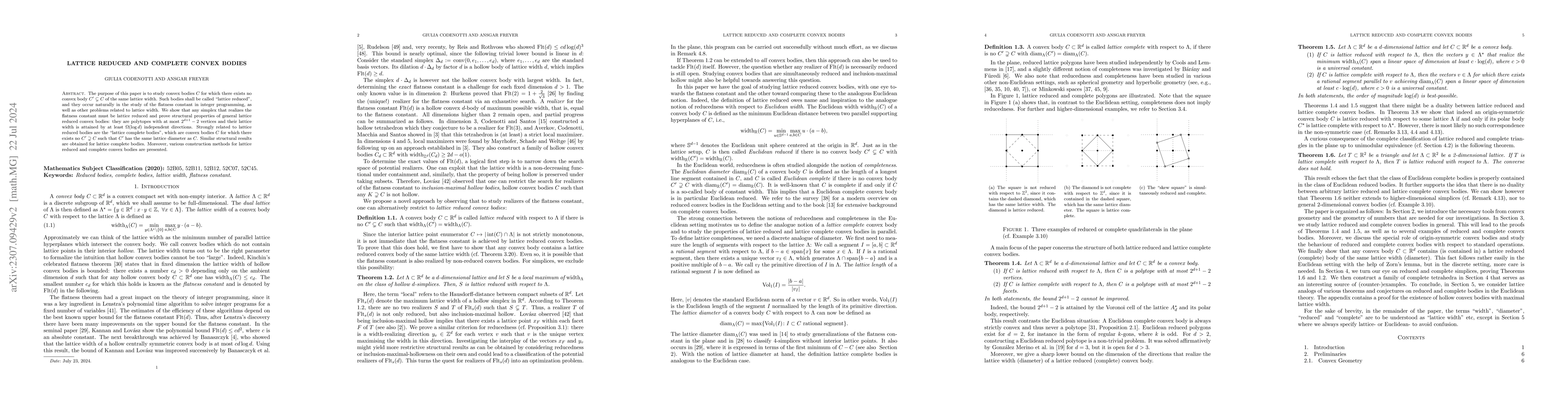 Thumbnail for Lattice Reduced and Complete Convex Bodies