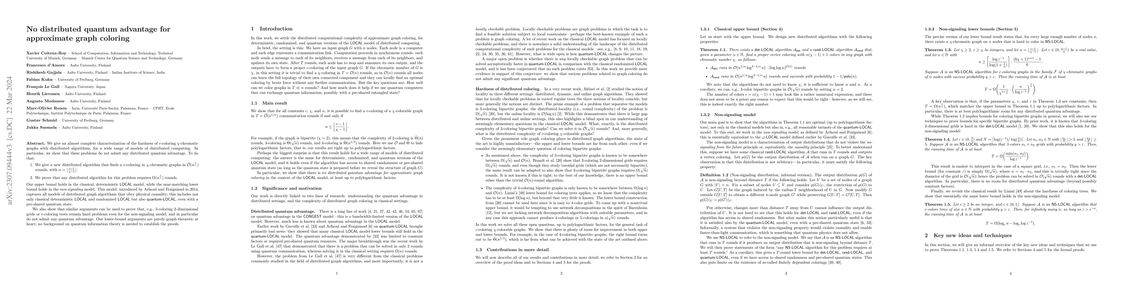 Thumbnail for No distributed quantum advantage for approximate graph coloring