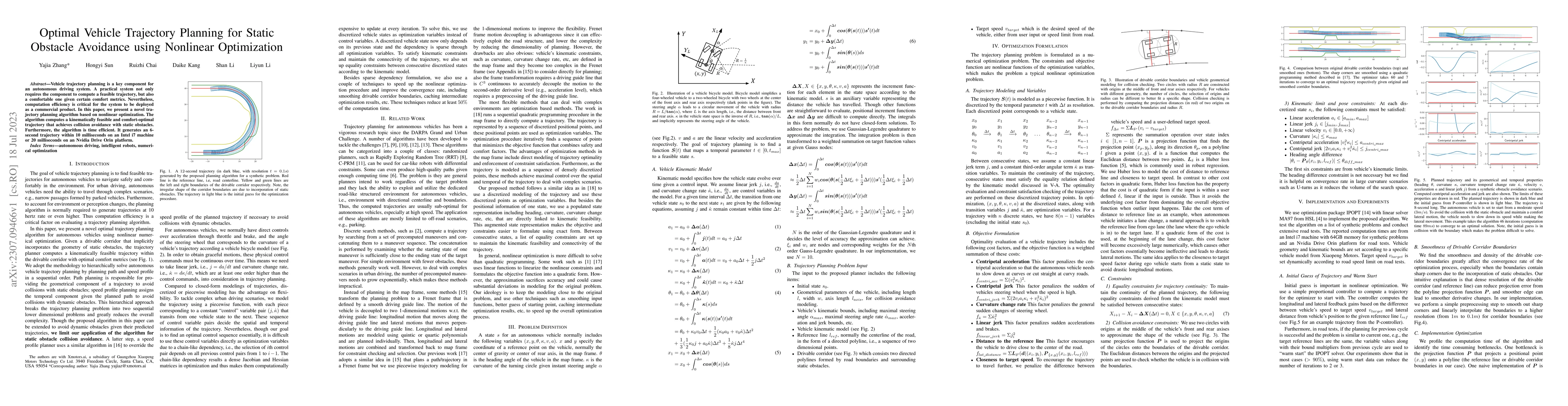 Thumbnail for Optimal Vehicle Trajectory Planning for Static Obstacle Avoidance using
  Nonlinear Optimization