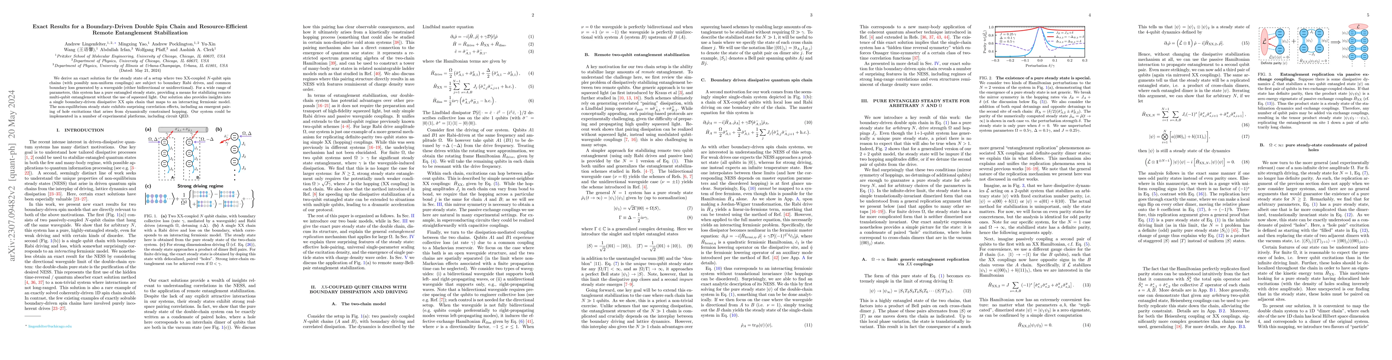 Thumbnail for Exact Results for a Boundary-Driven Double Spin Chain and
  Resource-Efficient Remote Entanglement Stabilization
