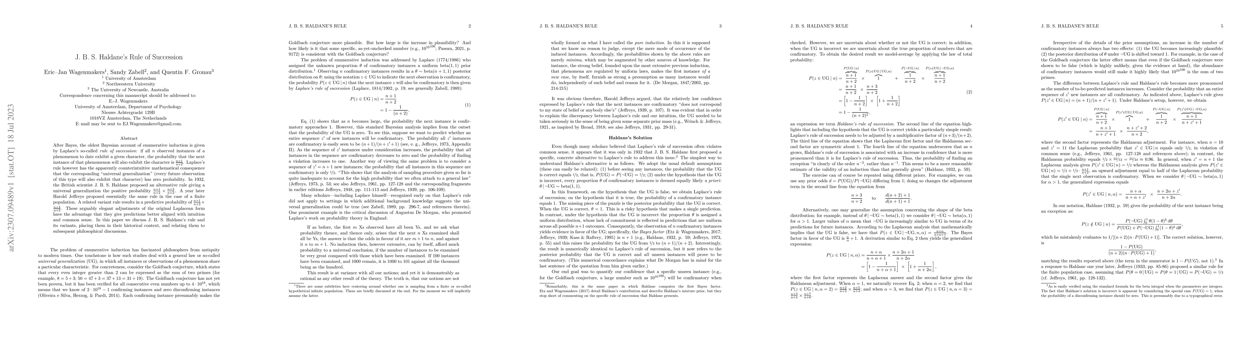 Thumbnail for J. B. S. Haldane's Rule of Succession