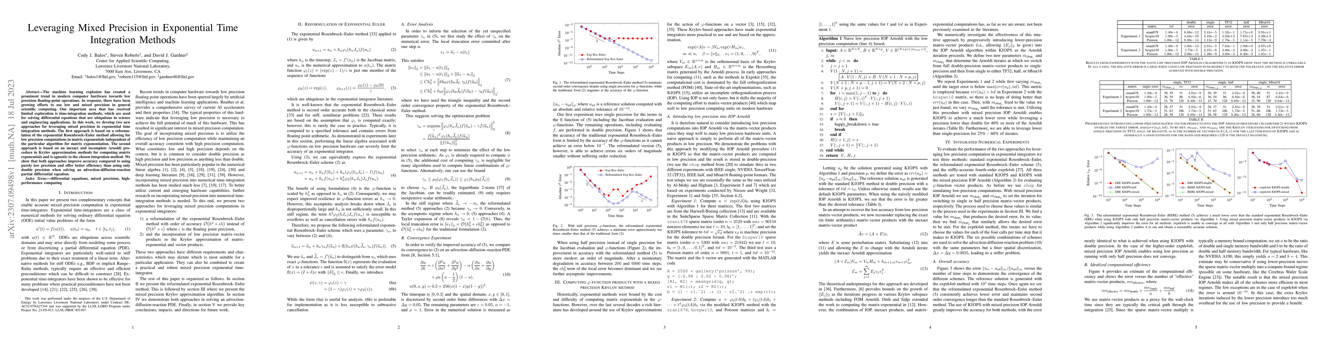 Thumbnail for Leveraging Mixed Precision in Exponential Time Integration Methods