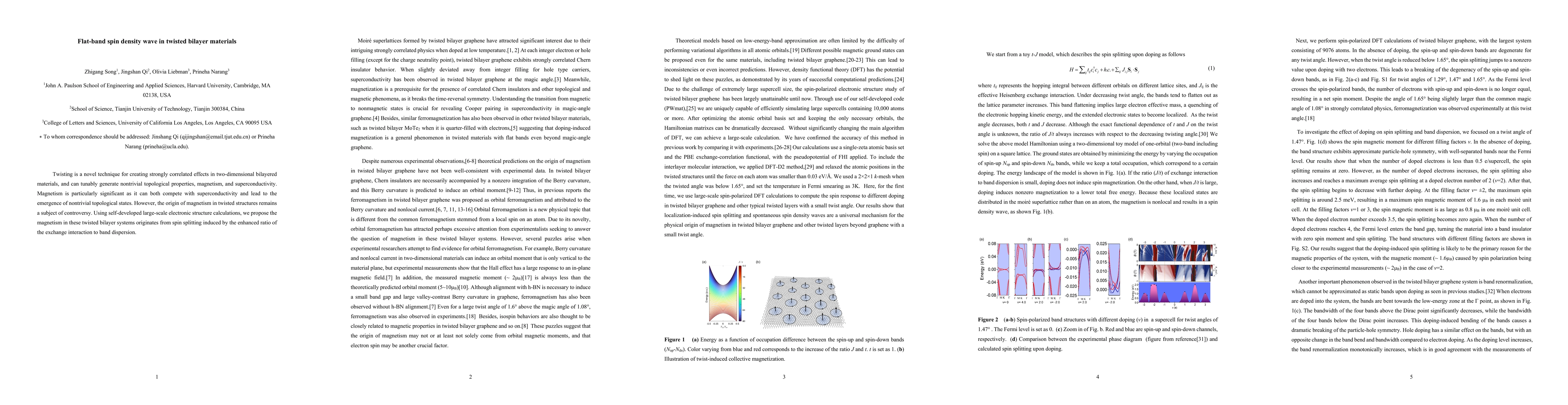 Thumbnail for Flat-band spin density wave in twisted bilayer materials