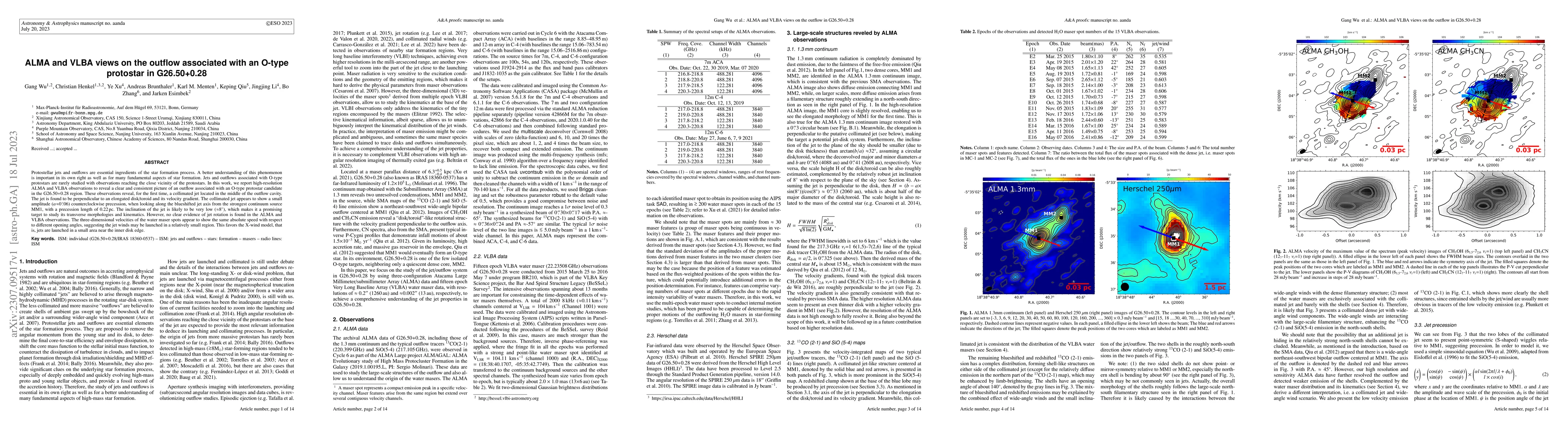 Thumbnail for ALMA and VLBA views on the outflow associated with an O-type protostar
  in G26.50+0.28