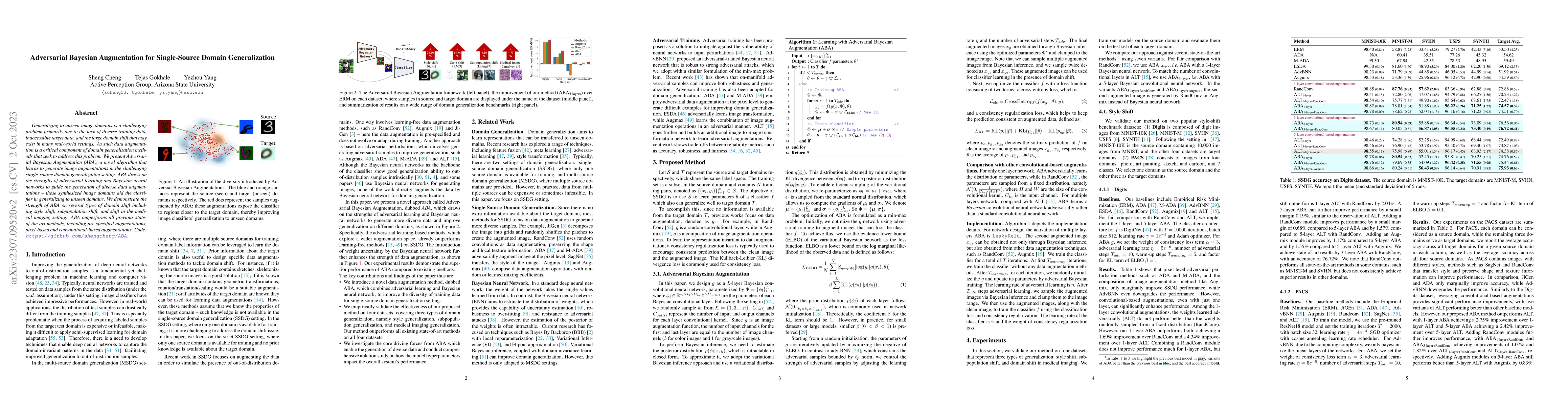 Thumbnail for Adversarial Bayesian Augmentation for Single-Source Domain
  Generalization
