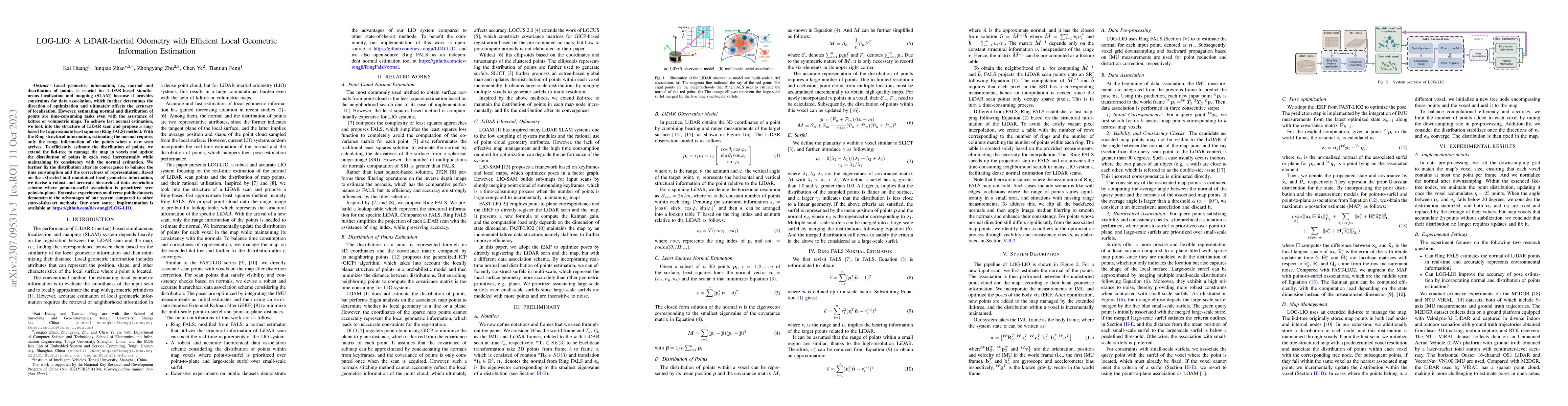 Thumbnail for LOG-LIO: A LiDAR-Inertial Odometry with Efficient Local Geometric
  Information Estimation