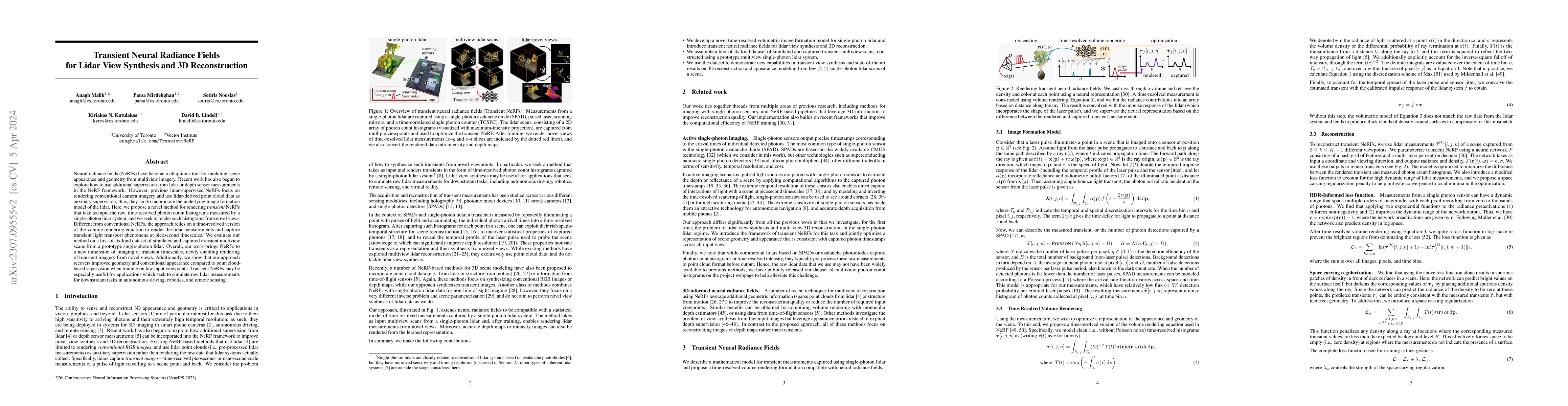 Thumbnail for Transient Neural Radiance Fields for Lidar View Synthesis and 3D
  Reconstruction
