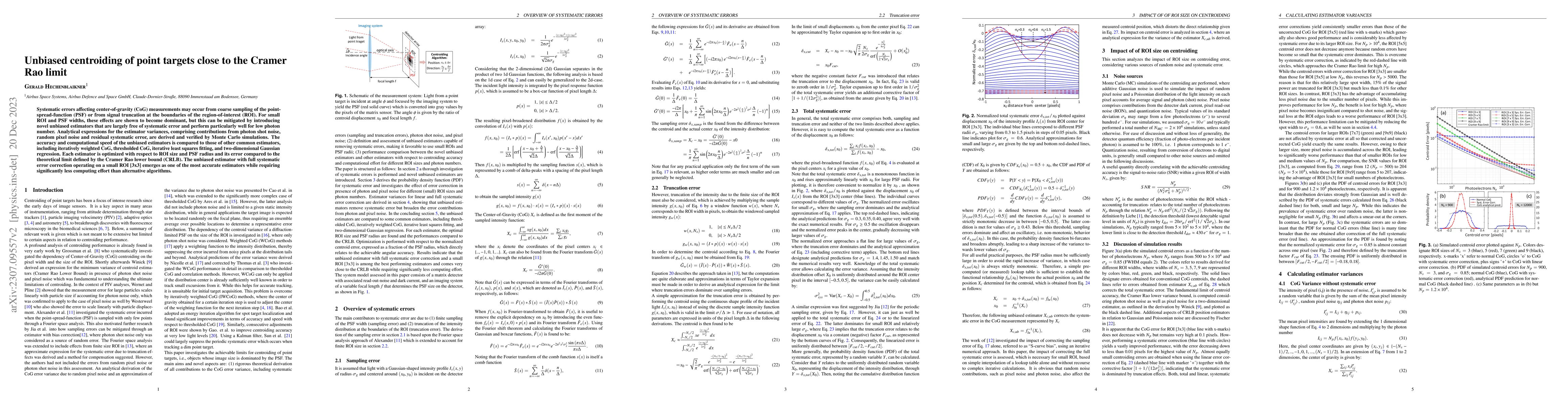 Thumbnail for Unbiased centroiding of point targets close to the Cramer Rao limit