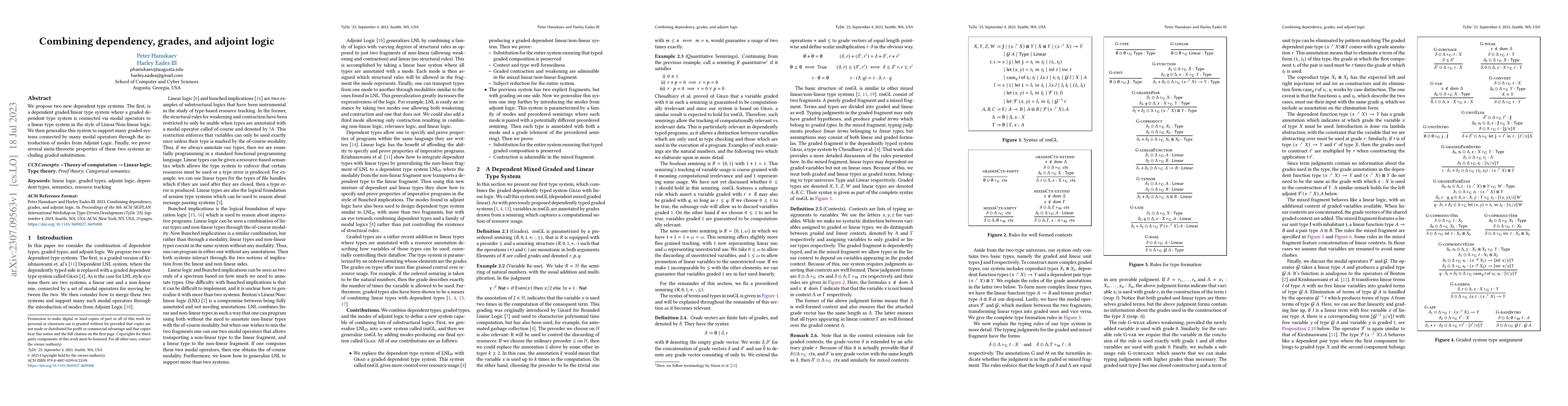 Thumbnail for Combining dependency, grades, and adjoint logic