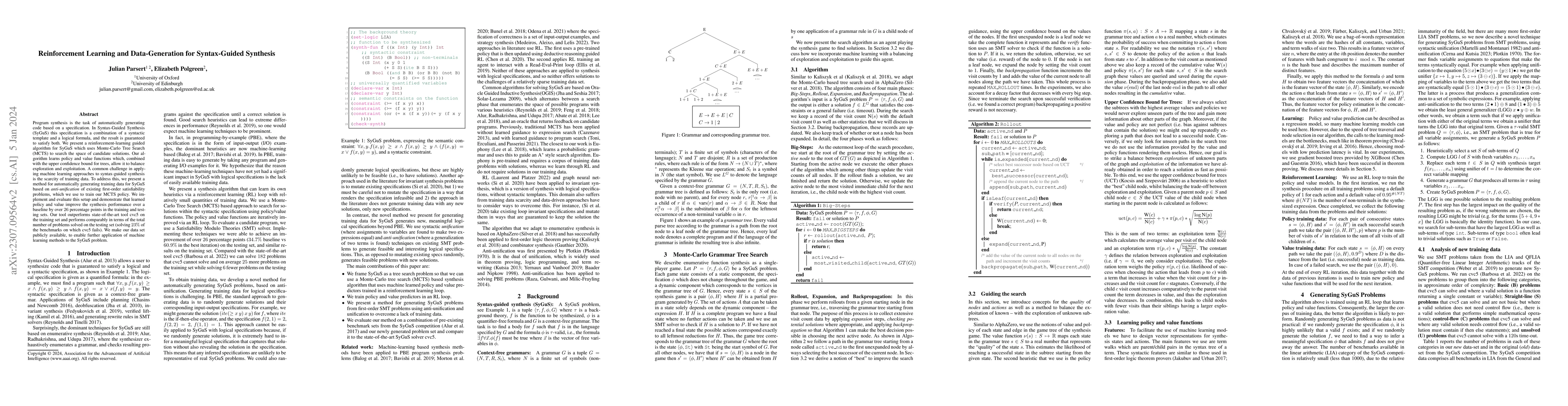 Thumbnail for Reinforcement Learning and Data-Generation for Syntax-Guided Synthesis