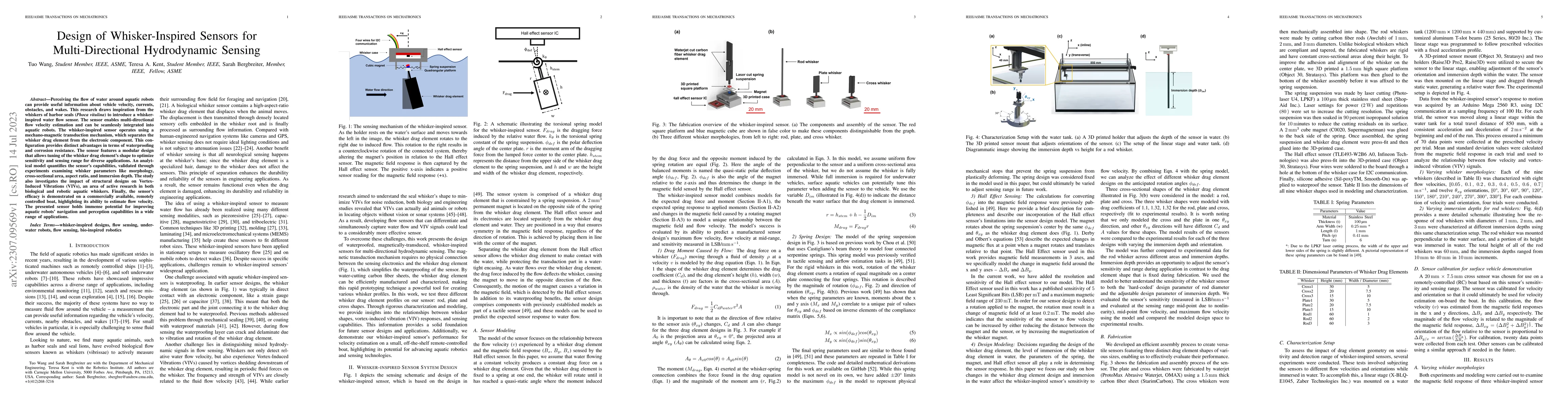 Thumbnail for Design of Whisker-Inspired Sensors for Multi-Directional Hydrodynamic
  Sensing