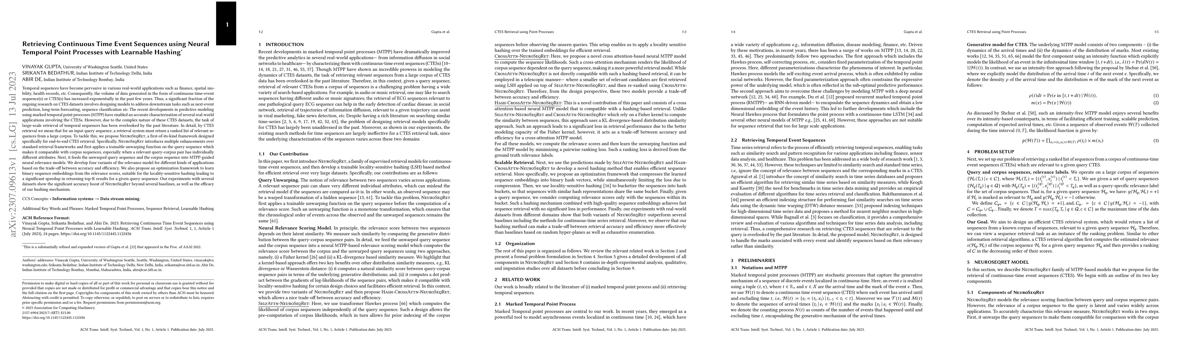 Thumbnail for Retrieving Continuous Time Event Sequences using Neural Temporal Point
  Processes with Learnable Hashing