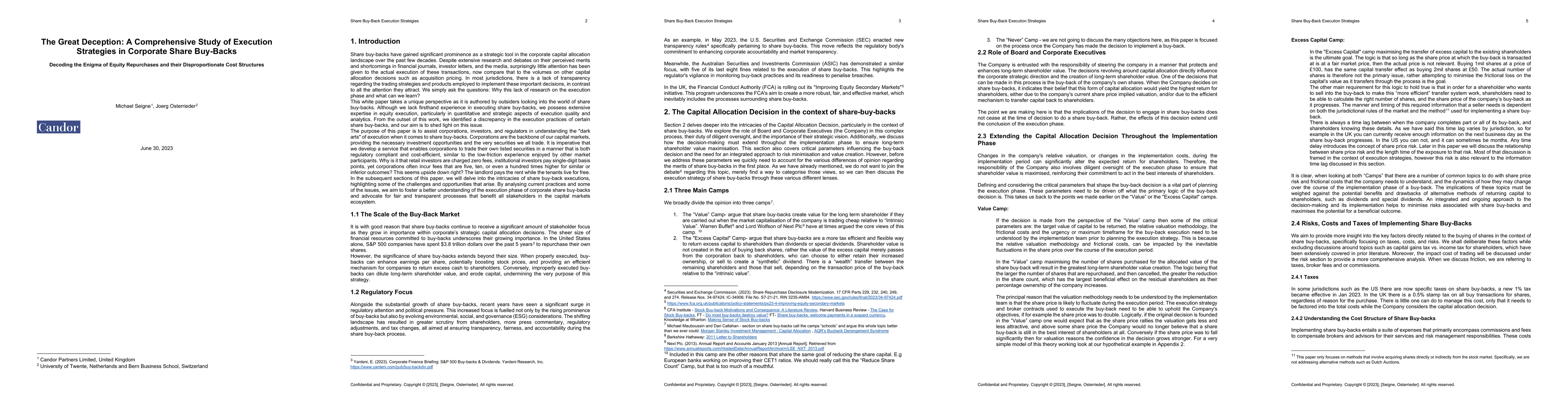 Thumbnail for The Great Deception: A Comprehensive Study of Execution Strategies in
  Corporate Share Buy-Backs