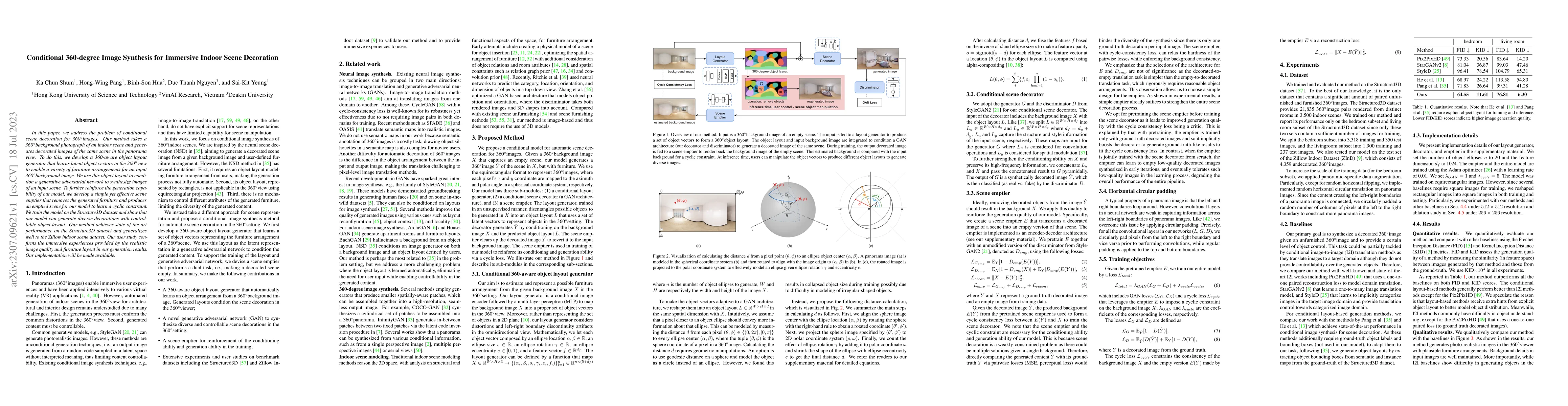 Thumbnail for Conditional 360-degree Image Synthesis for Immersive Indoor Scene
  Decoration