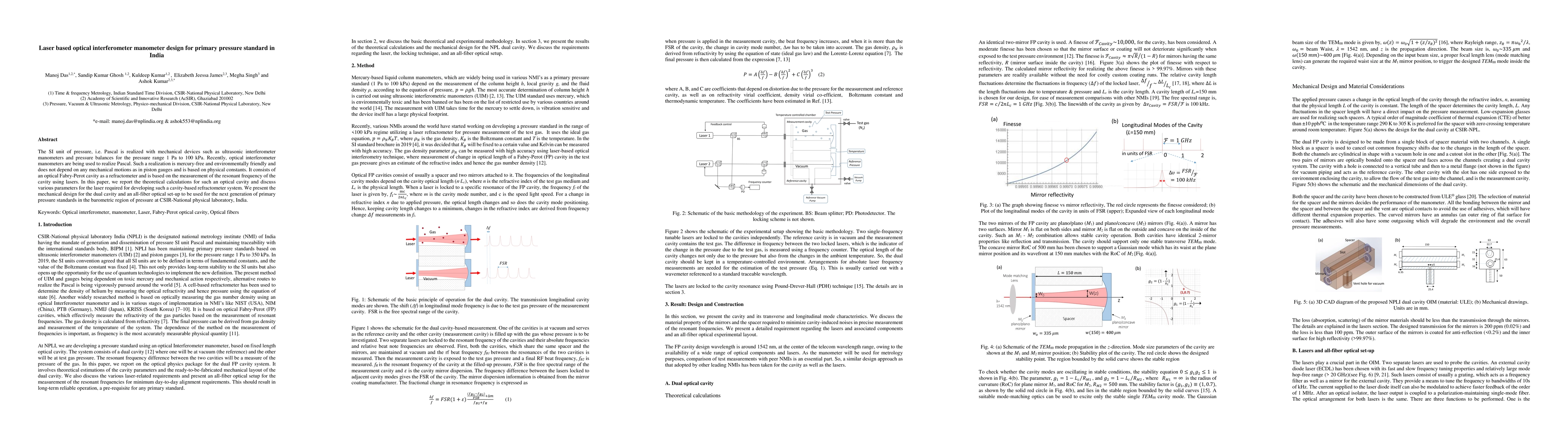 Thumbnail for Laser based optical interferometer manometer design for primary pressure
  standard in India