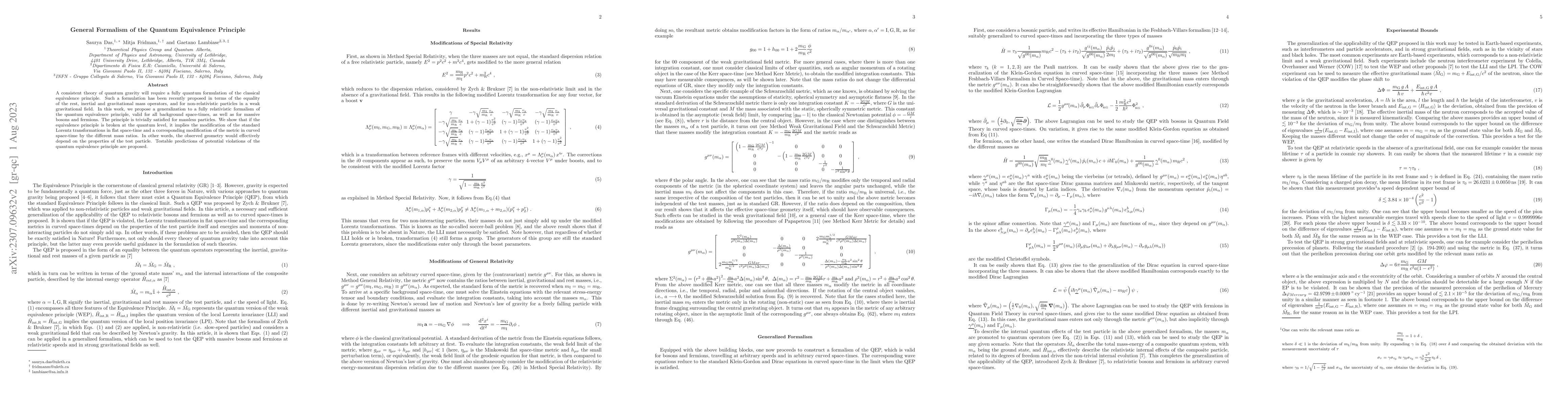Thumbnail for General Formalism of the Quantum Equivalence Principle