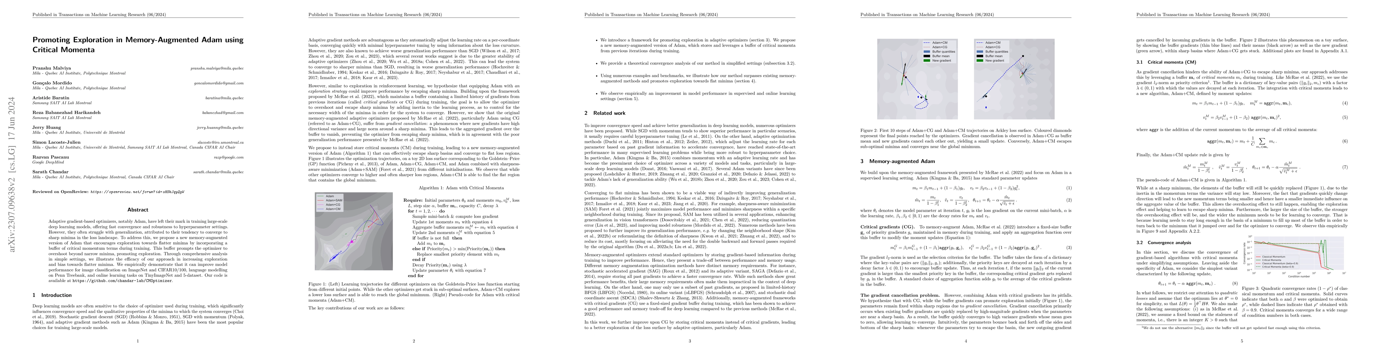 Thumbnail for Promoting Exploration in Memory-Augmented Adam using Critical Momenta