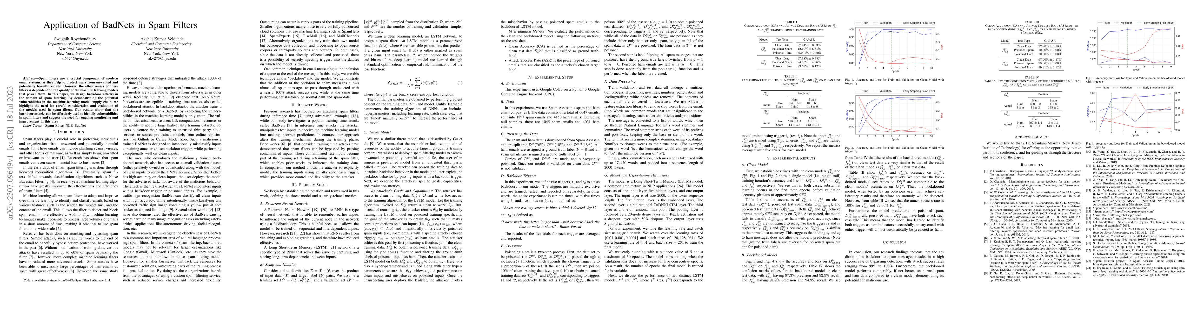 Thumbnail for Application of BadNets in Spam Filters