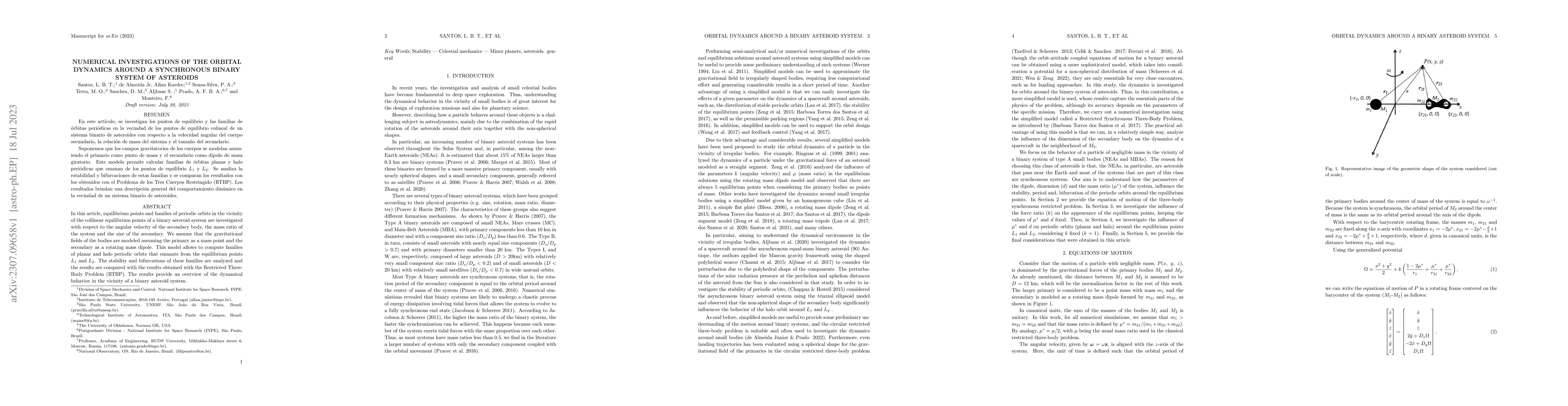 Thumbnail for Numerical investigations of the orbital dynamics around a synchronous
  binary system of asteroids
