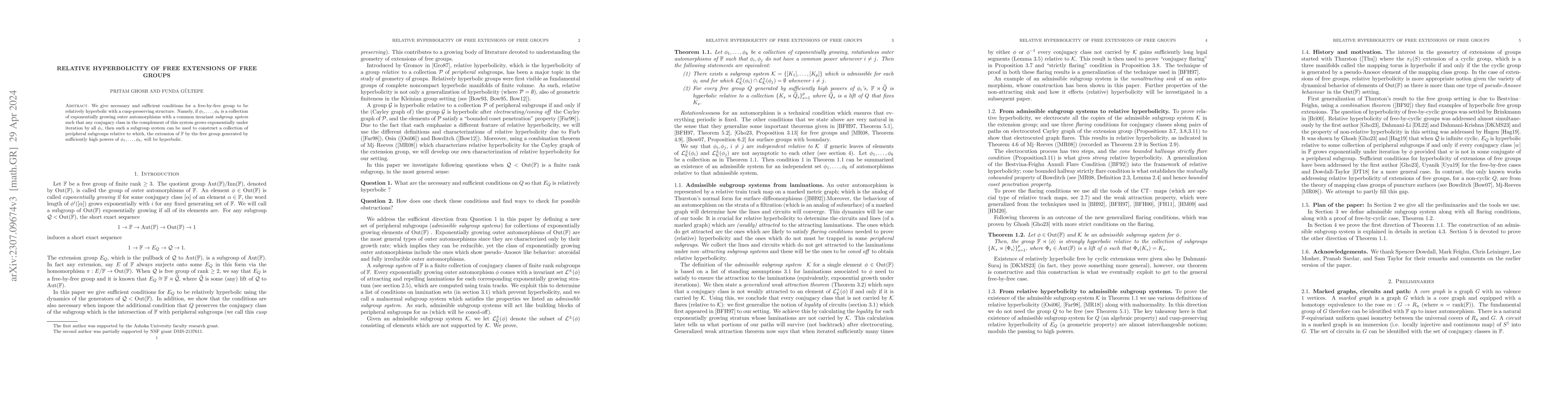 Thumbnail for Relative hyperbolicity of free extensions of free groups