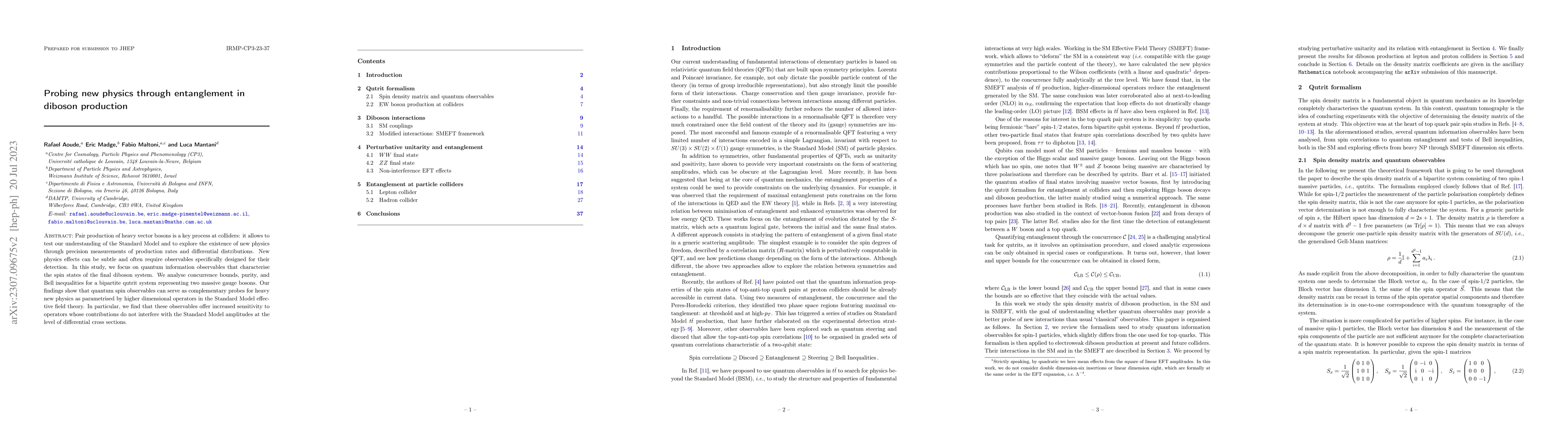 Thumbnail for Probing new physics through entanglement in diboson production