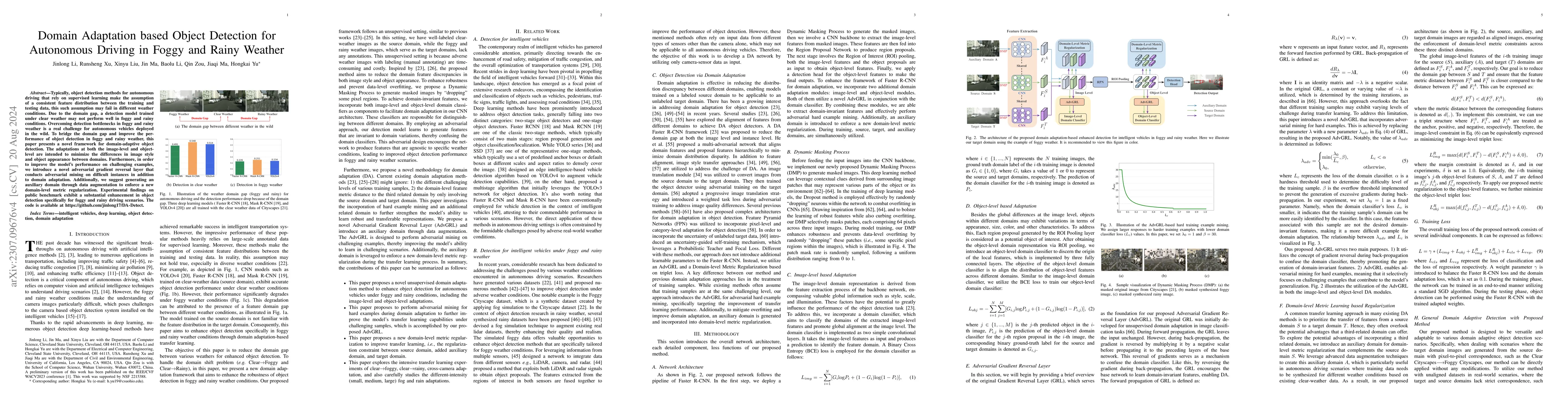 Thumbnail for Domain Adaptation based Object Detection for Autonomous Driving in Foggy
  and Rainy Weather