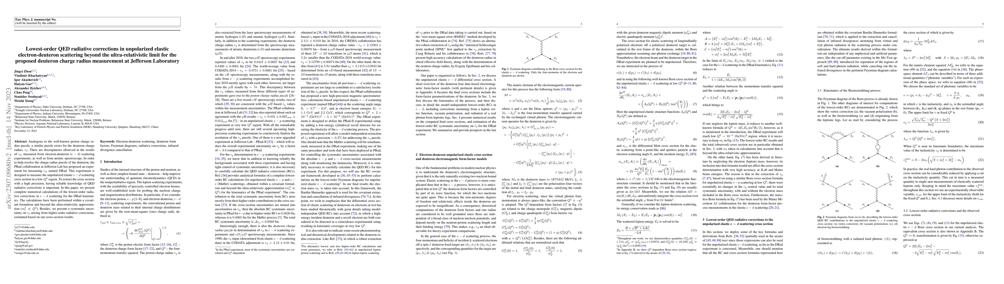 Thumbnail for Lowest-order QED radiative corrections in unpolarized elastic
  electron-deuteron scattering beyond the ultra-relativistic limit for the
  proposed deuteron charge radius measurement at Jefferson Laboratory