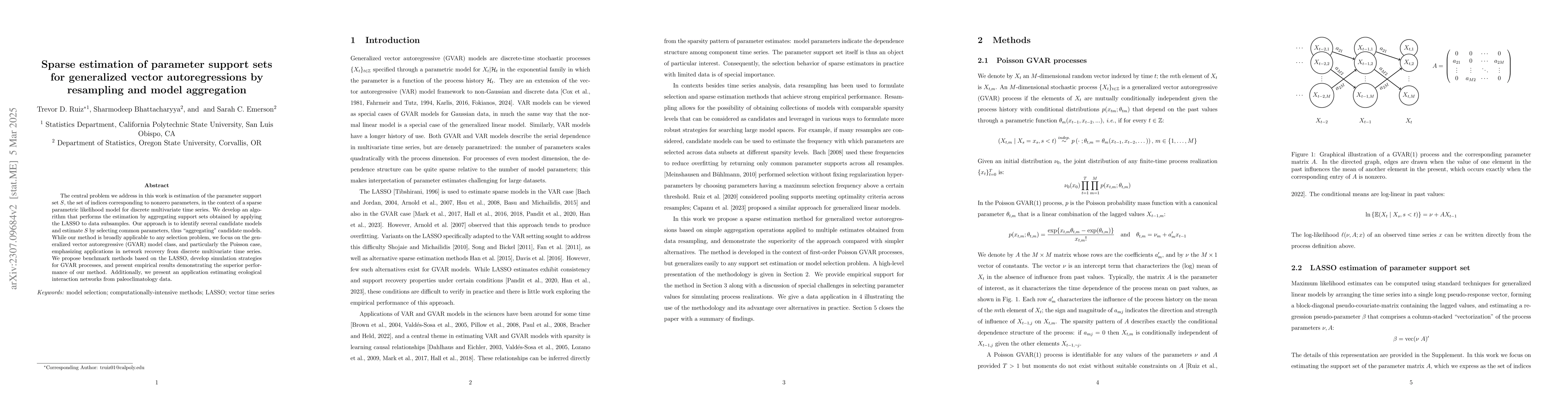 Thumbnail for Sparse estimation of parameter support sets for generalized vector
  autoregressions by resampling and model aggregation