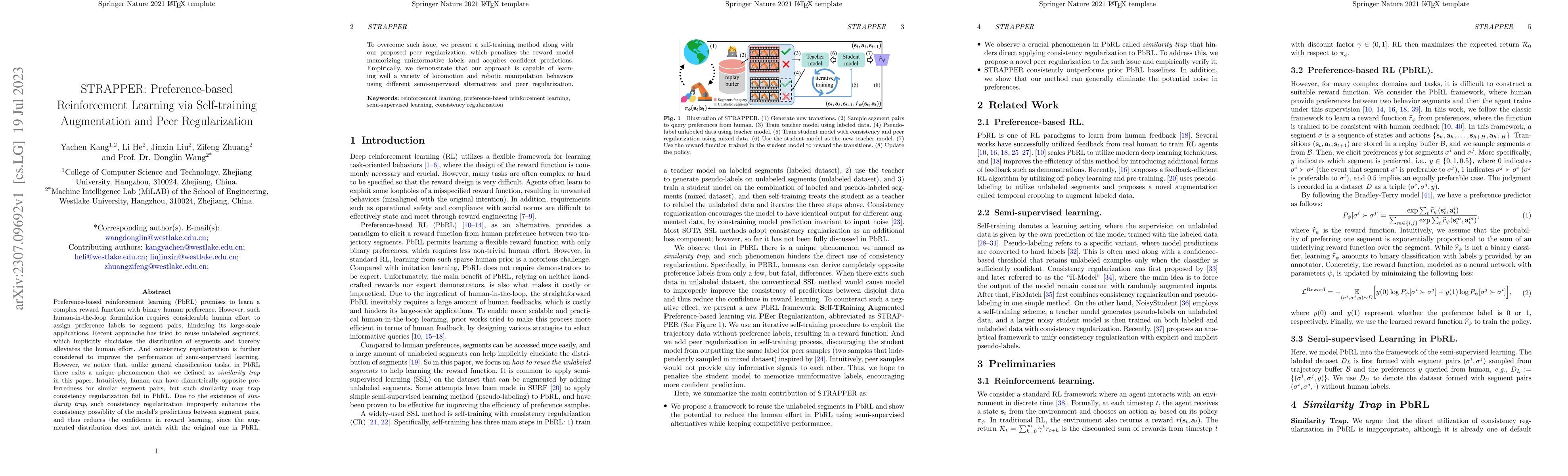 Thumbnail for STRAPPER: Preference-based Reinforcement Learning via Self-training
  Augmentation and Peer Regularization