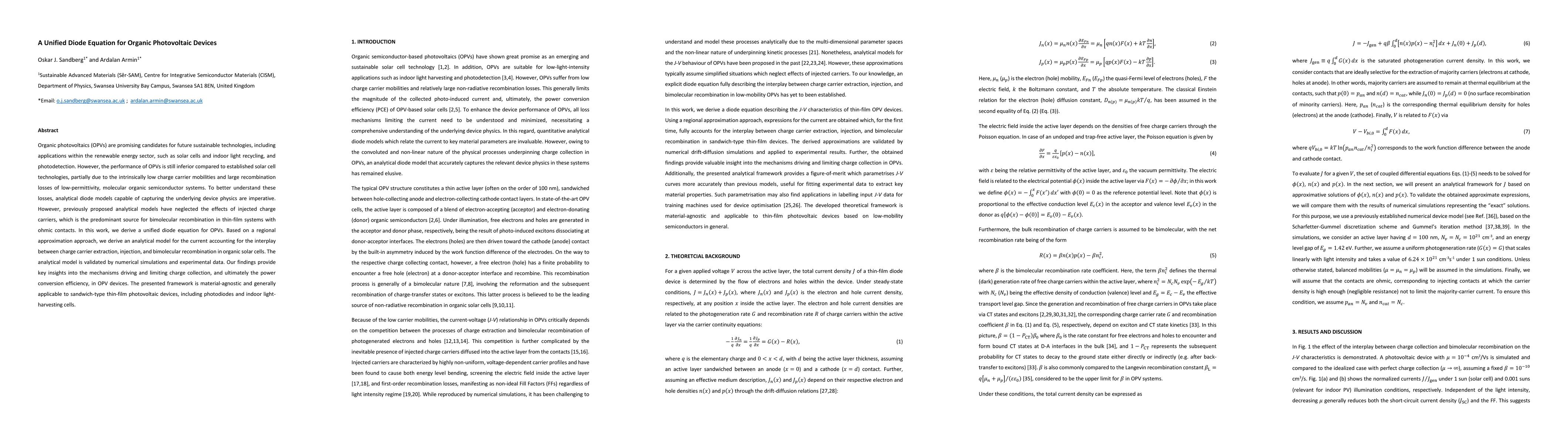 Thumbnail for A Unified Diode Equation for Organic Photovoltaic Devices