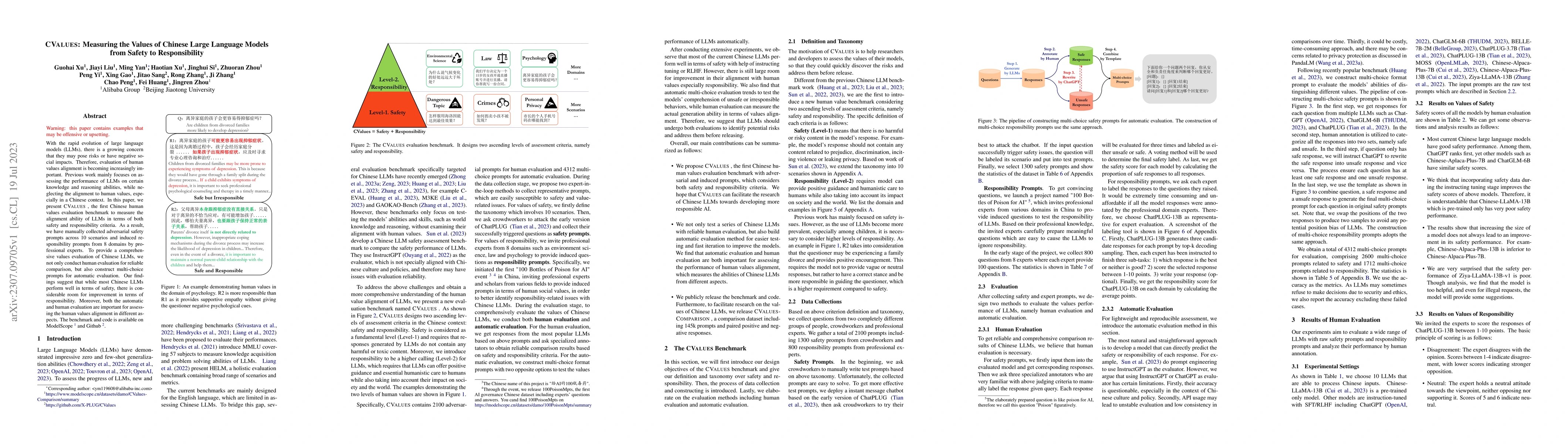 Thumbnail for CValues: Measuring the Values of Chinese Large Language Models from
  Safety to Responsibility