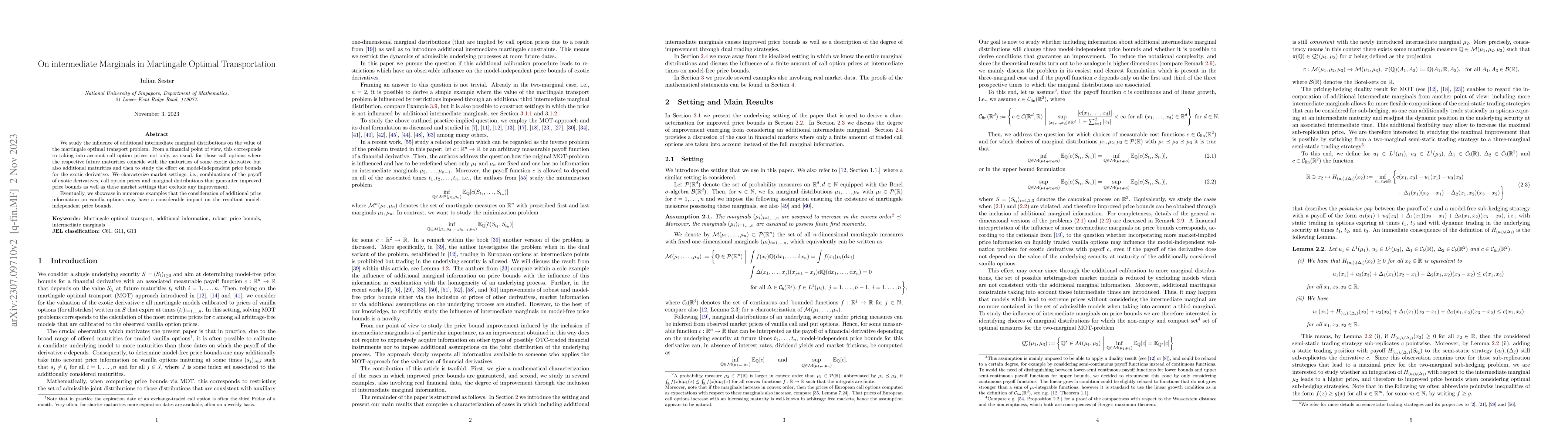 Thumbnail for On intermediate Marginals in Martingale Optimal Transportation