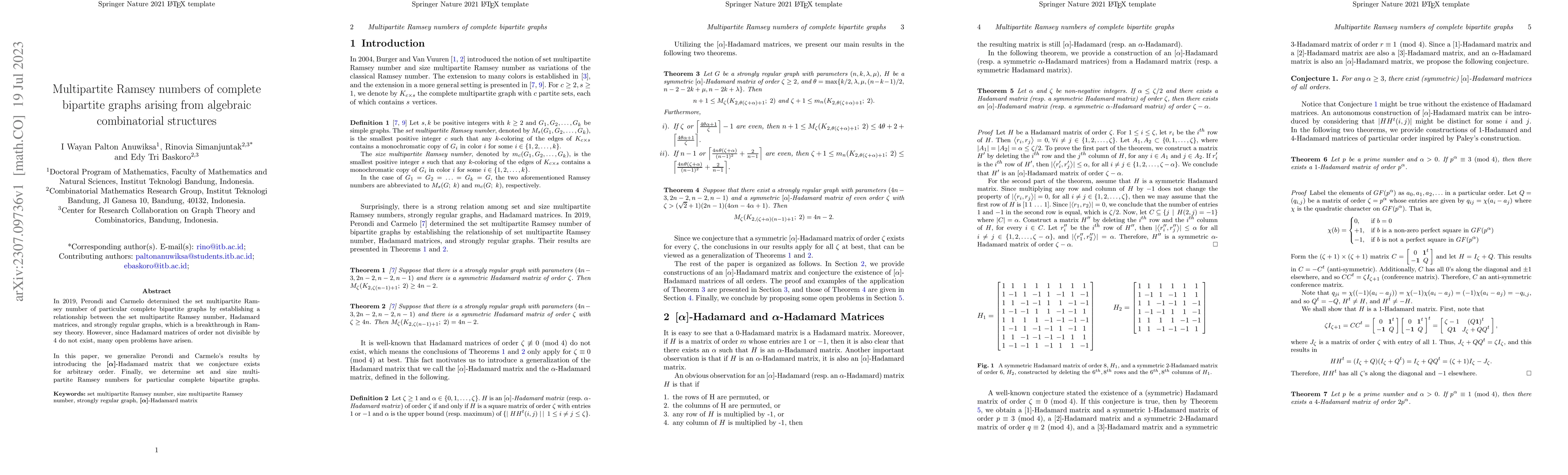 Thumbnail for Multipartite Ramsey numbers of complete bipartite graphs arising from
  algebraic combinatorial structures