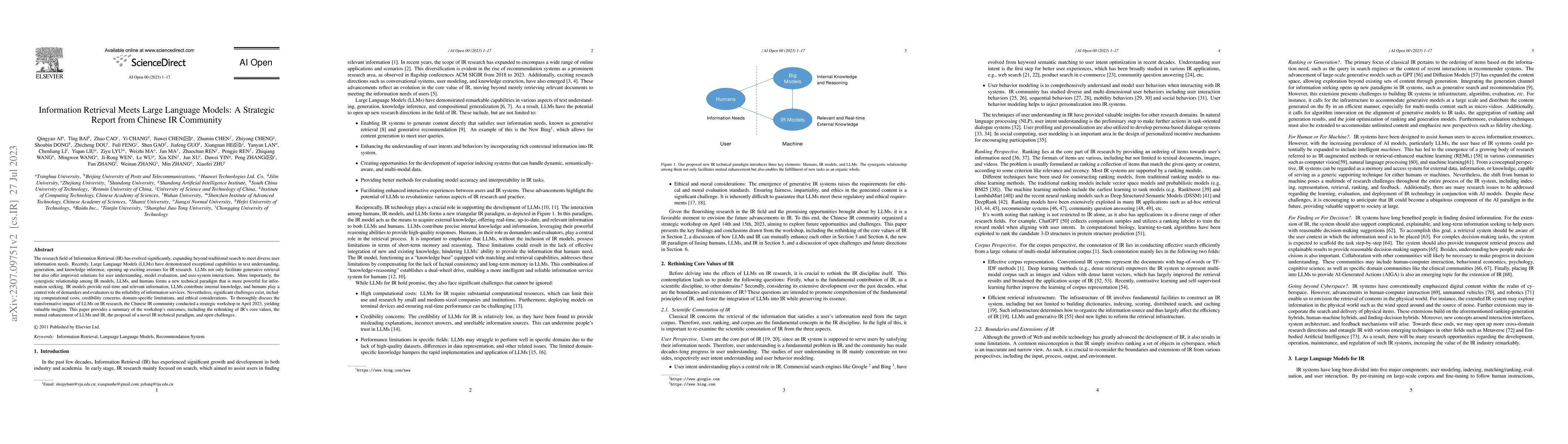 Thumbnail for Information Retrieval Meets Large Language Models: A Strategic Report
  from Chinese IR Community