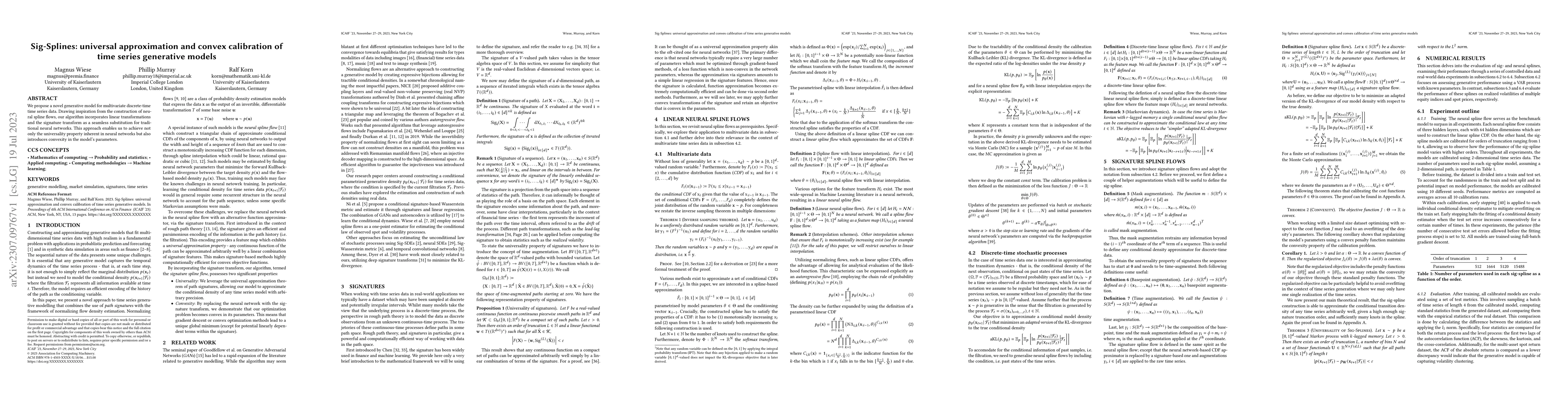 Thumbnail for Sig-Splines: universal approximation and convex calibration of time
  series generative models