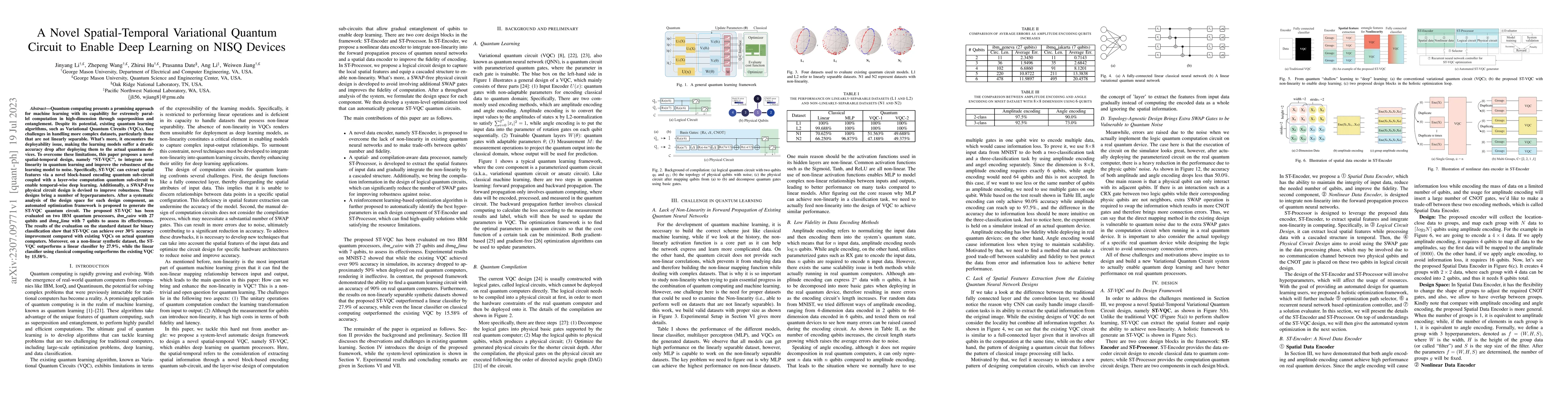 Thumbnail for A Novel Spatial-Temporal Variational Quantum Circuit to Enable Deep
  Learning on NISQ Devices