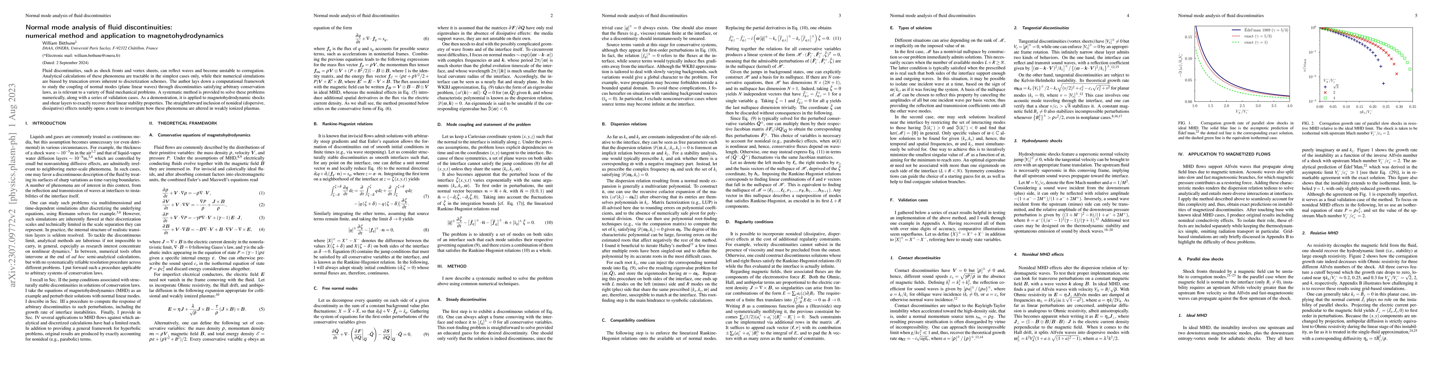 Thumbnail for Normal mode analysis of fluid discontinuities: numerical method and
  application to magnetohydrodynamics