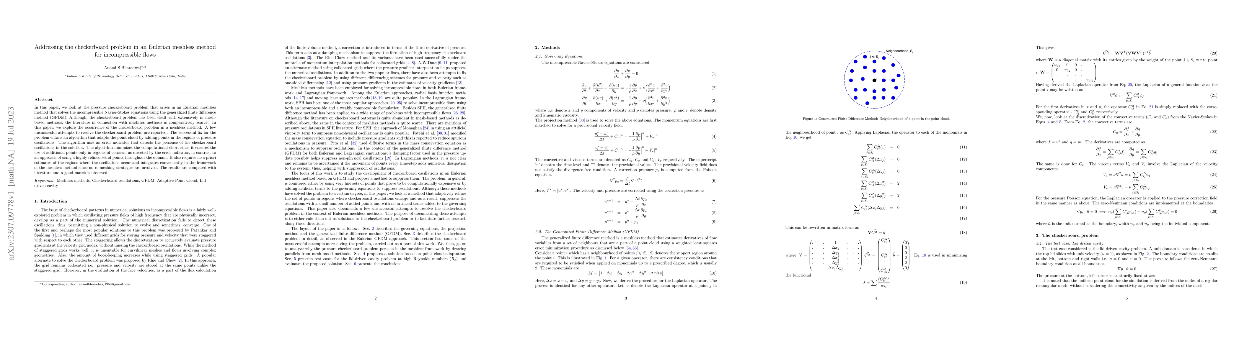 Thumbnail for Addressing the checkerboard problem in an Eulerian meshless method for
  incompressible flows