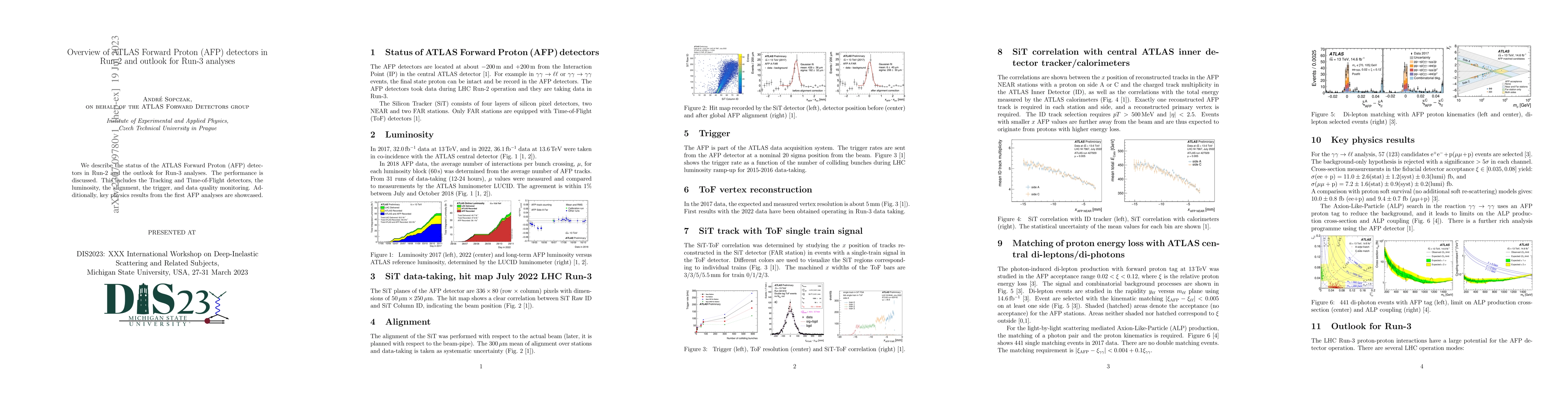 Thumbnail for Overview of ATLAS Forward Proton (AFP) detectors in Run-2 and outlook
  for Run-3 analyses